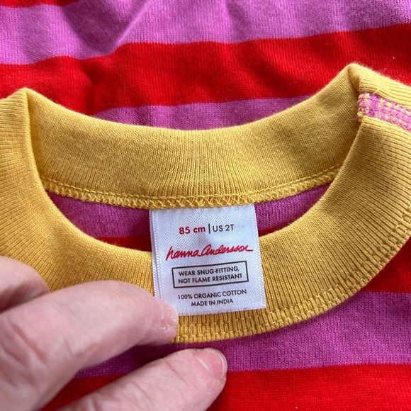Kids pajamas Hannah andersson nwt size 2t organic cotton red and pink stripes - Picture 2 of 3
